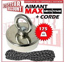 AIMANT Néodyme de détection - Force d'adhérence 175kg + corde 30m