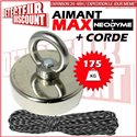 AIMANT Néodyme de détection - Force d'adhérence 175kg + corde 30m