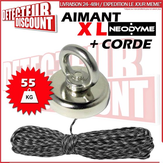 Aimant Néodyme (50 Kg) + corde 30m