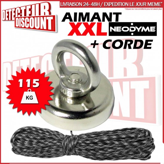 Aimant Néodyme (110 Kg) + Corde 30m